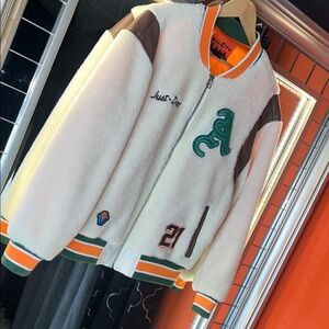 🐯🏀 The Ultimate MVP Brand New Just Don x All City "Champs" Sherpa Varsity Jacket